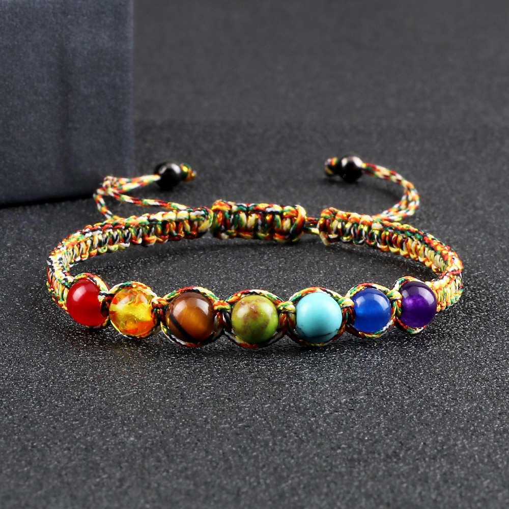 6MM 7 Chakra Braided Natural Stone Bracelet High Quality Engry Healing Bangles Couple Yoga Jewelry Chain Pulsera Gift for Friend 6MM 7 Chakra Braided Natural Stone Bracelet High Quality Engry Healing Bangles Couple Yoga Jewelry Chain Pulsera Gift for Friend