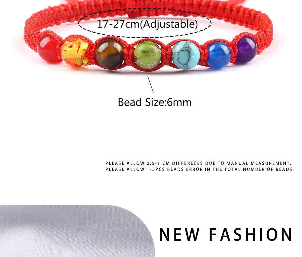 6MM 7 Chakra Braided Natural Stone Bracelet High Quality Engry Healing Bangles Couple Yoga Jewelry Chain Pulsera Gift for Friend