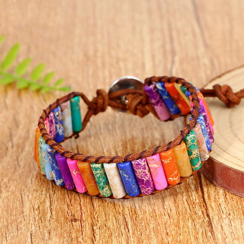 2Pcs 7 Chakra Reiki Healing Crystal Stretch Bracelets Gemstone Yoga Bracelets Adjust Braided Rope Bead Bracelet for Women Girls