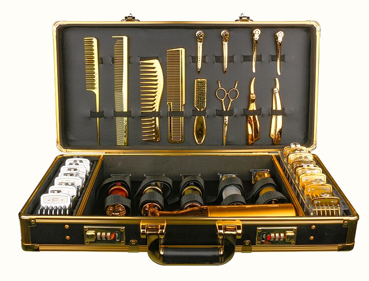 Salon Barbershop Accessories Storage Case Tool Box Aluminum Barber Tools Suitcase With Password Lock Portable Storage Suitcase