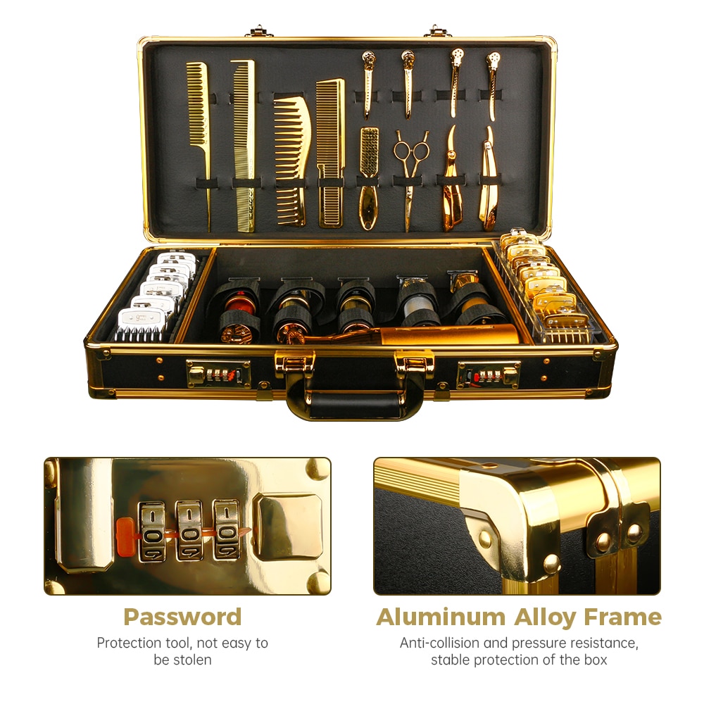 Salon Barbershop Accessories Storage Case Tool Box Aluminum Barber Tools Suitcase With Password Lock Portable Storage Suitcase Salon Barbershop Accessories Storage Case Tool Box Aluminum Barber Tools Suitcase With Password Lock Portable Storage Suitcase
