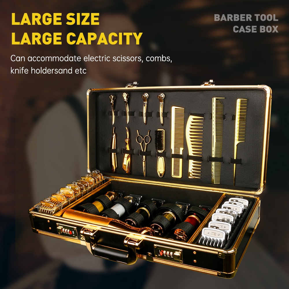 Salon Barbershop Accessories Storage Case Tool Box Aluminum Barber Tools Suitcase With Password Lock Portable Storage Suitcase Salon Barbershop Accessories Storage Case Tool Box Aluminum Barber Tools Suitcase With Password Lock Portable Storage Suitcase