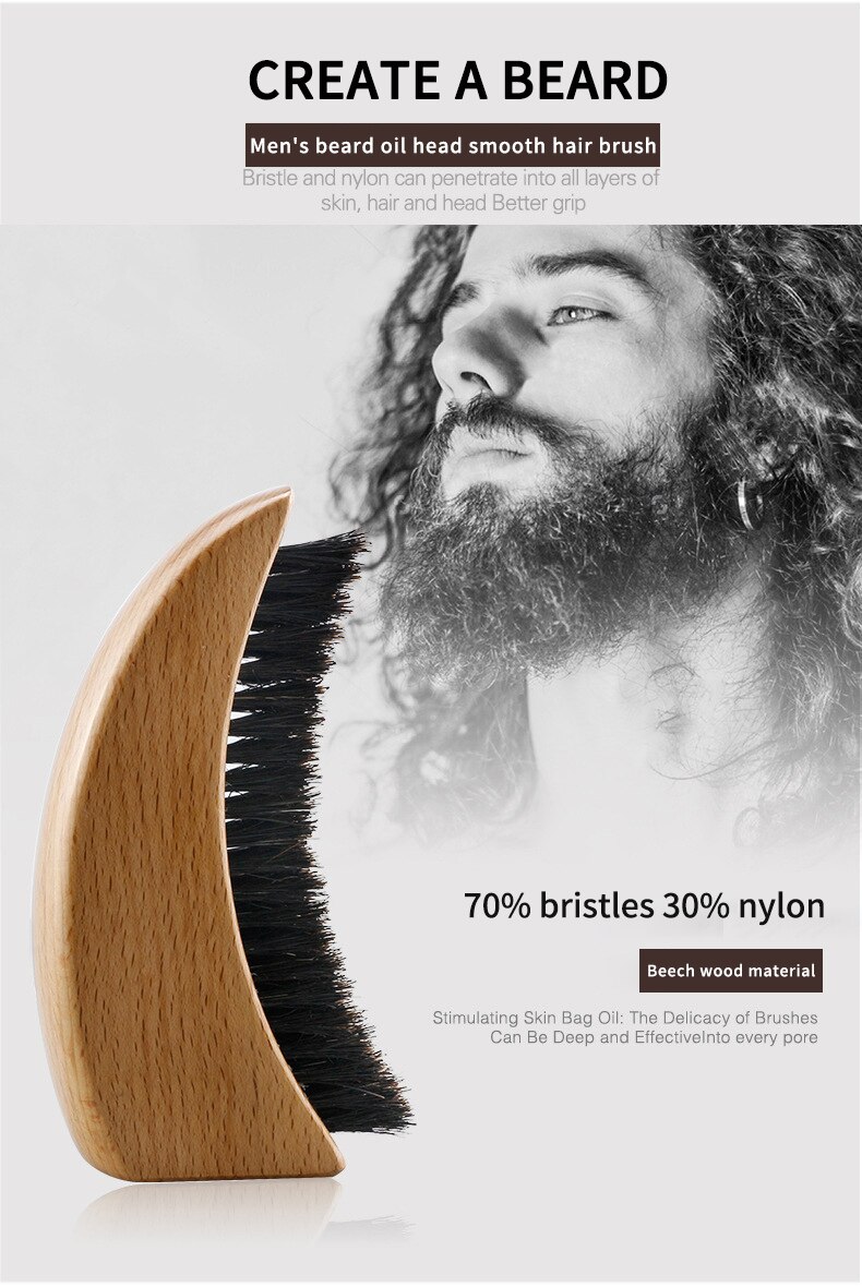 CestoMen Beard Shaving Brush Massage Comb Soild Wood Boar Bristle Hair Brush Barber Beard Hair Mustache Care Styling Tools
