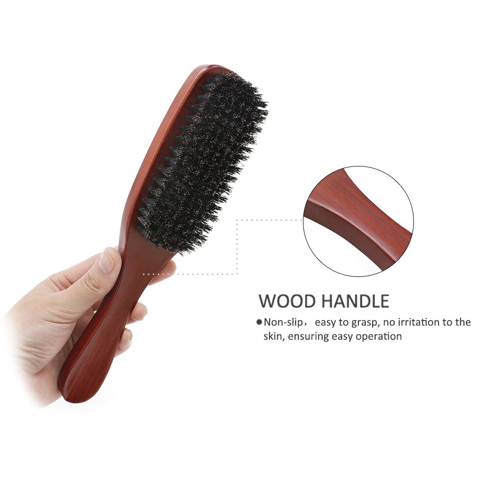 Solid Wood 100% Boar Bristle Shaving Brush Beard Massage Comb Hair Brush Curved Wooden  Beard Mustache Brushes Men Styling Tools