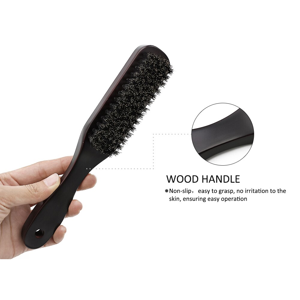 Solid Wood 100% Boar Bristle Shaving Brush Beard Massage Comb Hair Brush Curved Wooden  Beard Mustache Brushes Men Styling Tools