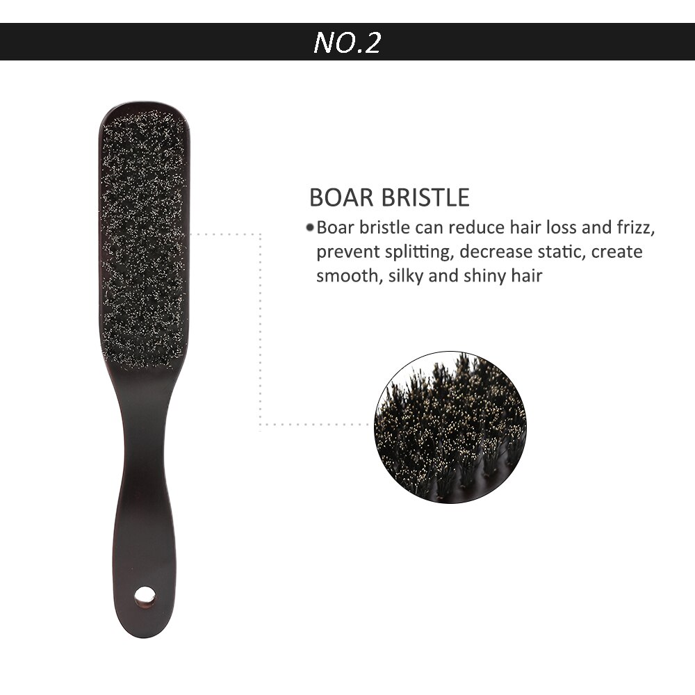 Solid Wood 100% Boar Bristle Shaving Brush Beard Massage Comb Hair Brush Curved Wooden  Beard Mustache Brushes Men Styling Tools