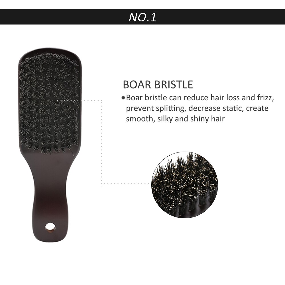 Solid Wood 100% Boar Bristle Shaving Brush Beard Massage Comb Hair Brush Curved Wooden  Beard Mustache Brushes Men Styling Tools