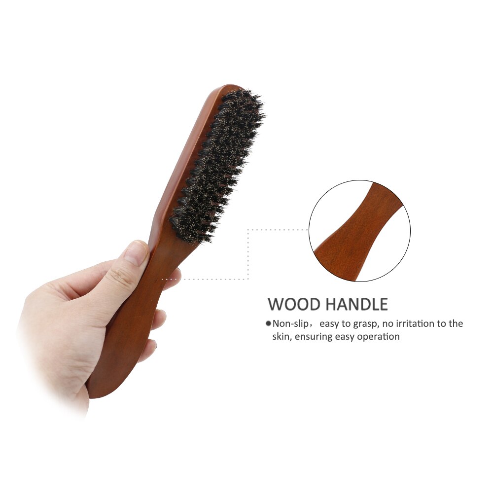 Solid Wood 100% Boar Bristle Shaving Brush Beard Massage Comb Hair Brush Curved Wooden  Beard Mustache Brushes Men Styling Tools