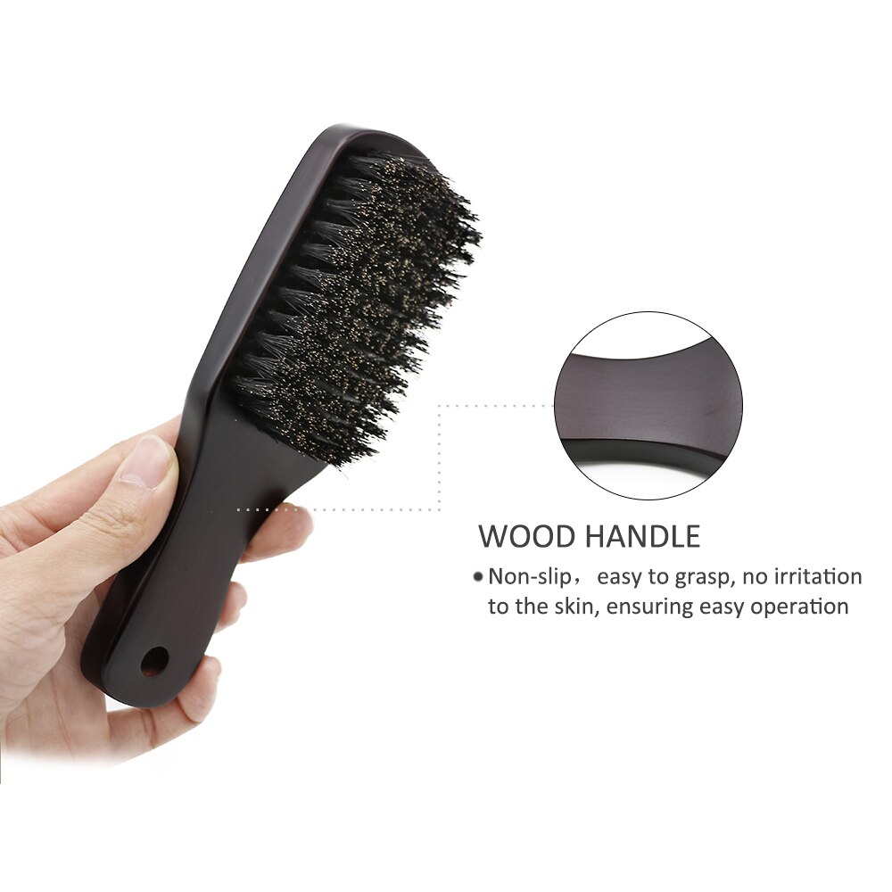 Solid Wood 100% Boar Bristle Shaving Brush Beard Massage Comb Hair Brush Curved Wooden  Beard Mustache Brushes Men Styling Tools