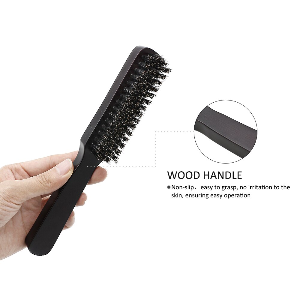 Solid Wood 100% Boar Bristle Shaving Brush Beard Massage Comb Hair Brush Curved Wooden  Beard Mustache Brushes Men Styling Tools