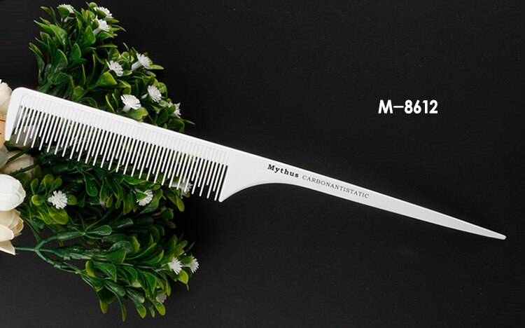 Mythus 10 Deisgns White Hairdressing Carbon Comb For Haircut Barber Metal Tail Comb Hairstylist Teasing Comb Hairdresser Tools