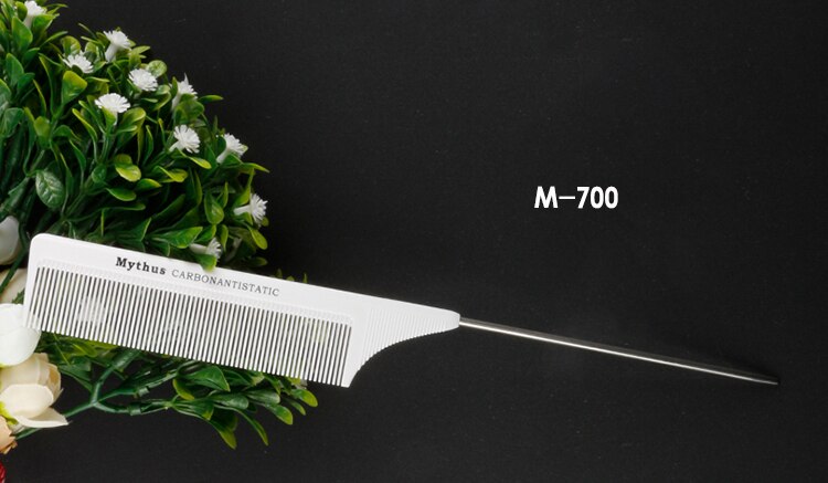 Mythus 10 Deisgns White Hairdressing Carbon Comb For Haircut Barber Metal Tail Comb Hairstylist Teasing Comb Hairdresser Tools