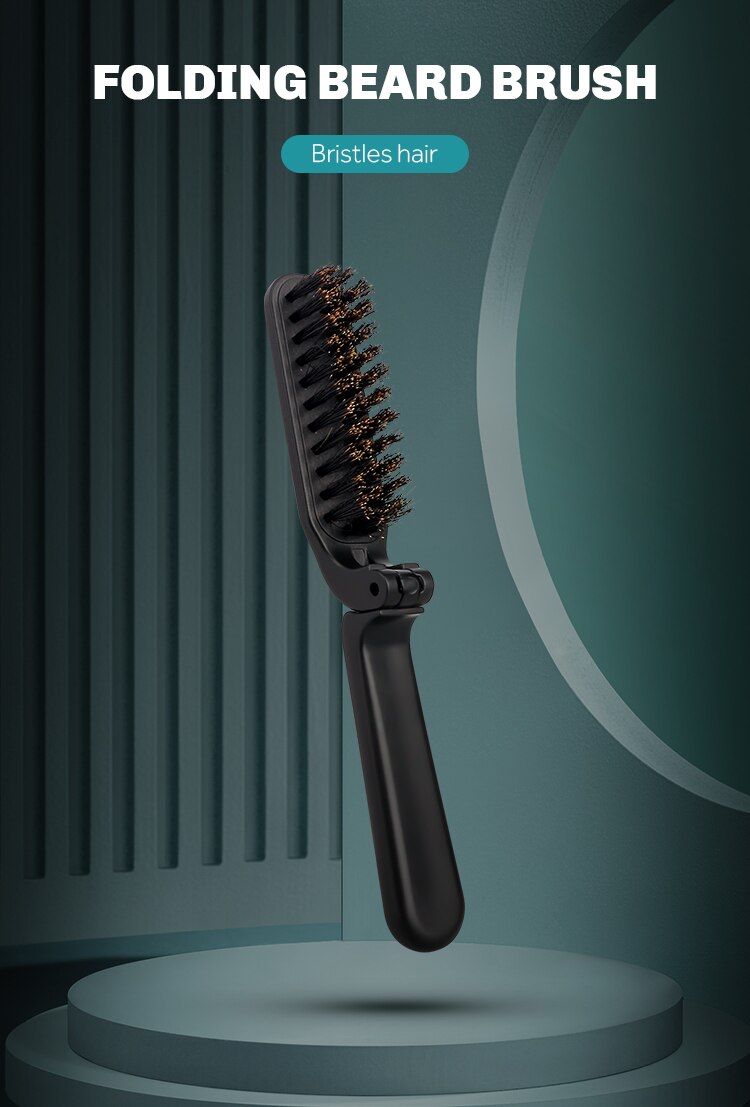 CestoMen Boar Bristle Hair Folding Brush Soild Wood Handle Beard Shaving Brush Portable Beard Mustache Care Styling Tool For Men