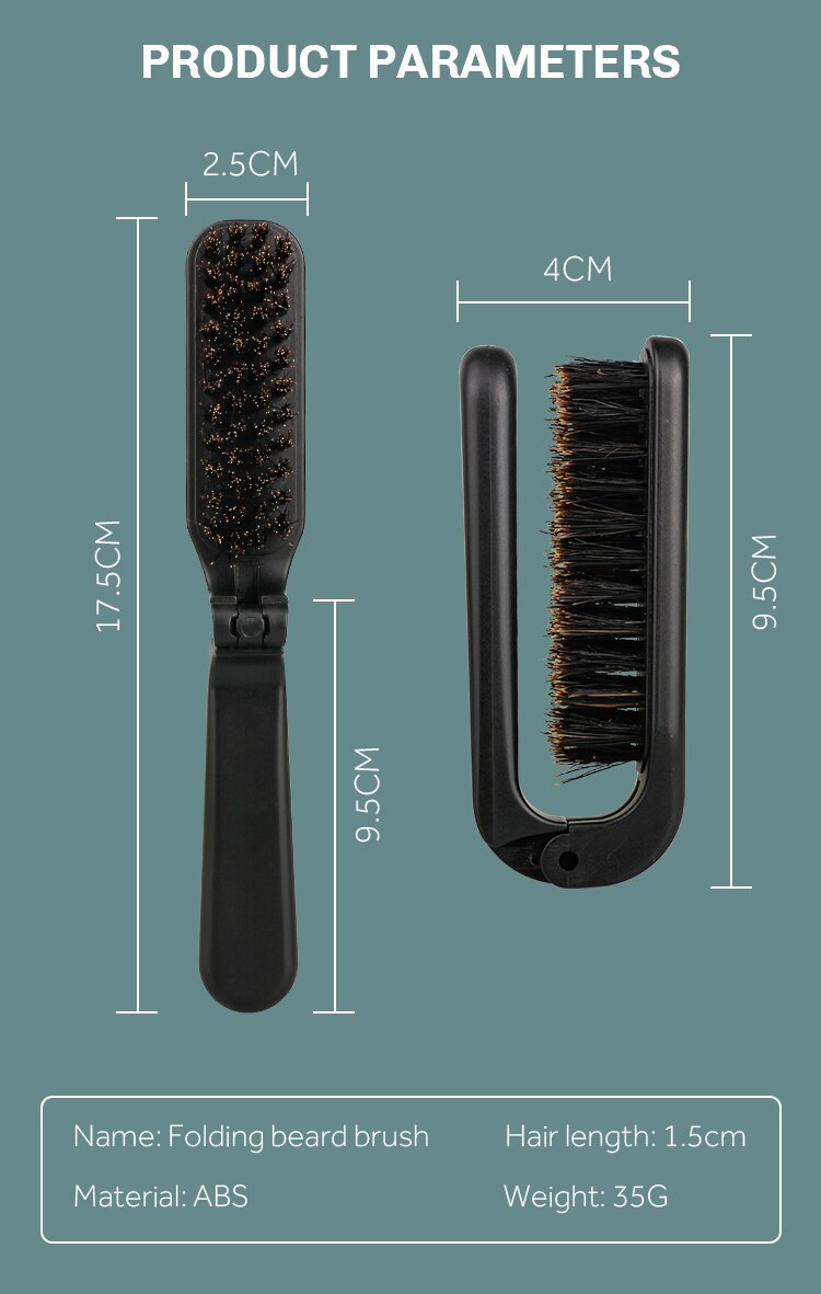 CestoMen Boar Bristle Hair Folding Brush Soild Wood Handle Beard Shaving Brush Portable Beard Mustache Care Styling Tool For Men
