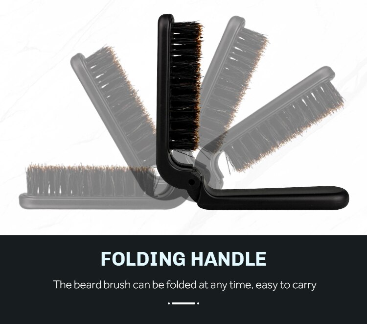 CestoMen Boar Bristle Hair Folding Brush Soild Wood Handle Beard Shaving Brush Portable Beard Mustache Care Styling Tool For Men