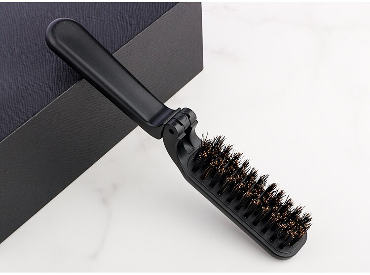 CestoMen Boar Bristle Hair Folding Brush Soild Wood Handle Beard Shaving Brush Portable Beard Mustache Care Styling Tool For Men