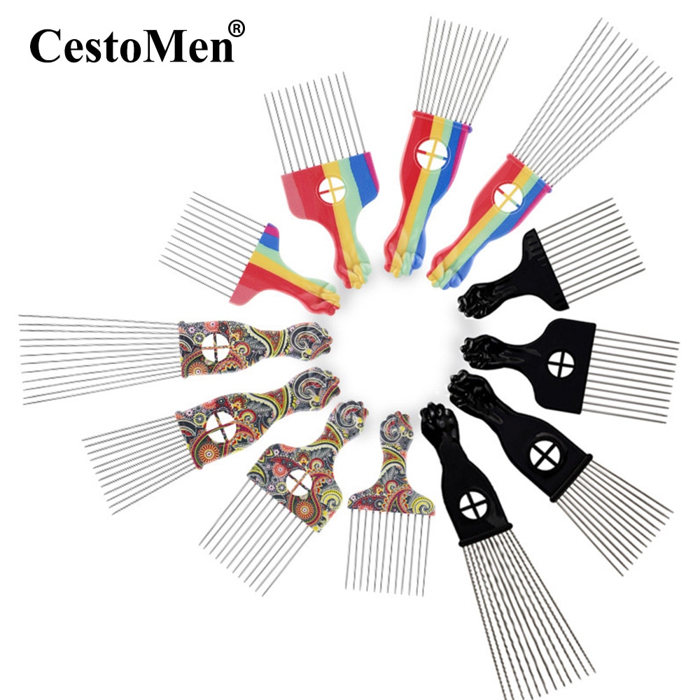 CestoMen Afro Metal Comb African Hair Pick Fork Comb Brush Professional Barber Salon Hairdressing Styling Tool Hair Care Comb CestoMen Afro Metal Comb African Hair Pick Fork Comb Brush Professional Barber Salon Hairdressing Styling Tool Hair Care Comb