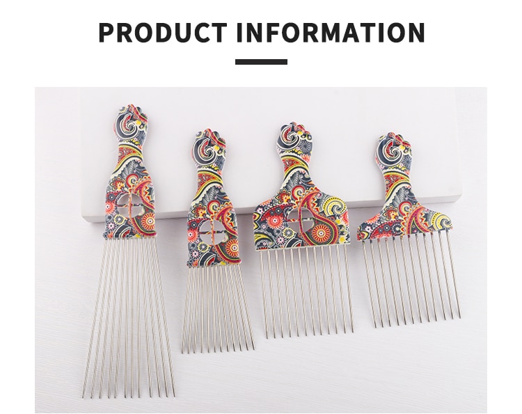 CestoMen Afro Metal Comb African Hair Pick Fork Comb Brush Professional Barber Salon Hairdressing Styling Tool Hair Care Comb