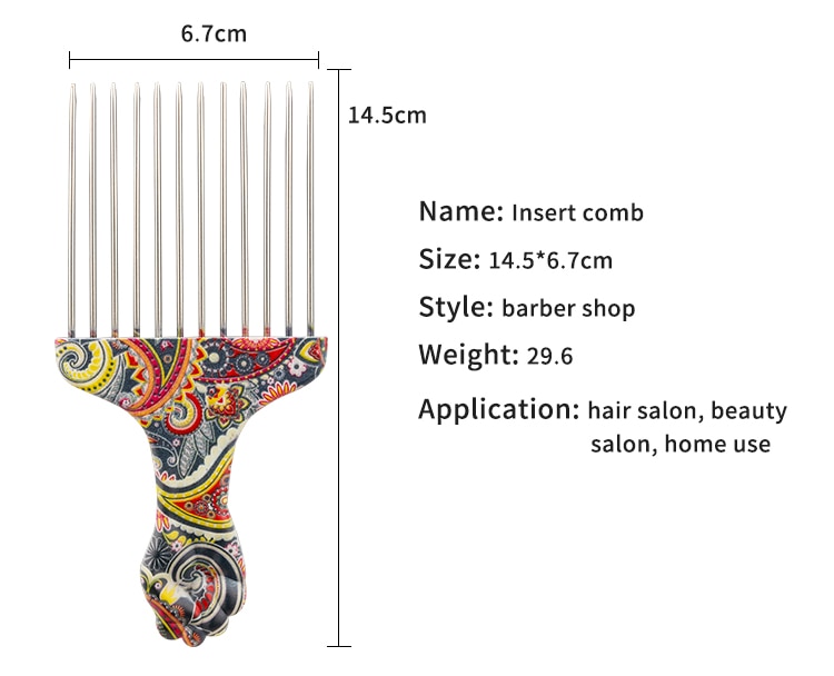 CestoMen Afro Metal Comb African Hair Pick Fork Comb Brush Professional Barber Salon Hairdressing Styling Tool Hair Care Comb