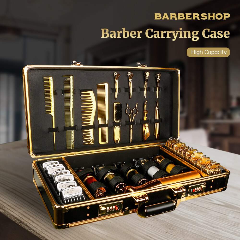 Barber Storage Tool Case Portable Carrying Password Lock Case Box Able To Place Hair Trimmer,Comb,Clips,Razor,Scissors,Guards Barber Storage Tool Case Portable Carrying Password Lock Case Box Able To Place Hair Trimmer,Comb,Clips,Razor,Scissors,Guards