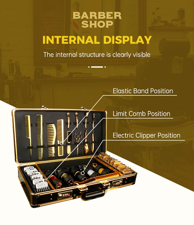 Barber Storage Tool Case Portable Carrying Password Lock Case Box Able To Place Hair Trimmer,Comb,Clips,Razor,Scissors,Guards