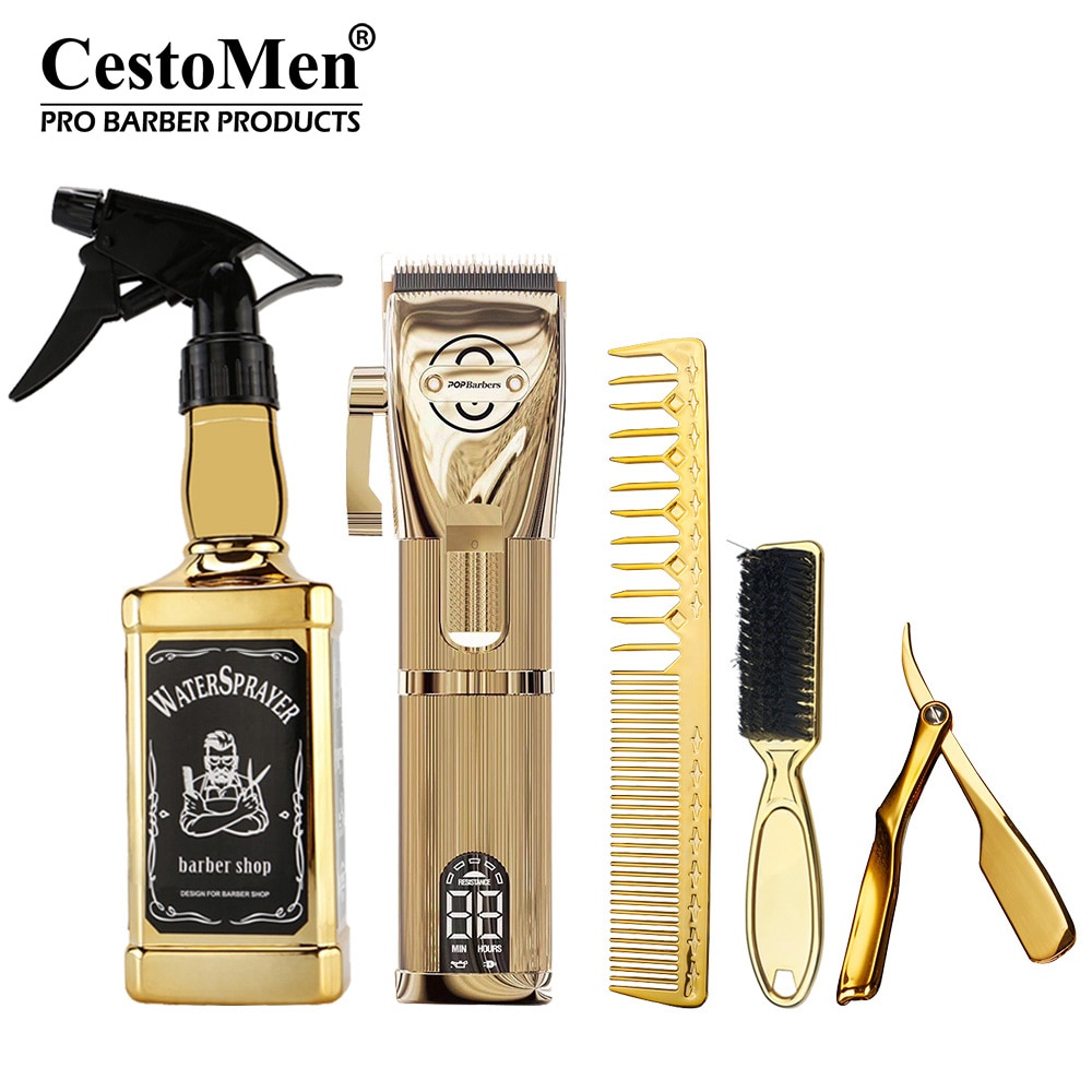 CestoMen Hair Cutting Machine Set With Clipper Trimmer Shaver Barbershop Cutting Comb Fade Brush Facial Grooming Set Kit For Men CestoMen Hair Cutting Machine Set With Clipper Trimmer Shaver Barbershop Cutting Comb Fade Brush Facial Grooming Set Kit For Men