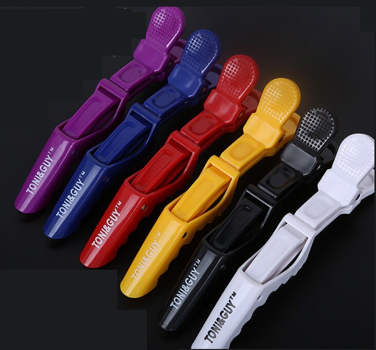 6pcs Heat Resistant Strong Hold Fixing Hair Cutting Styling Clip Crocodile Matte Carbon Alligator Clips Barber Accessories