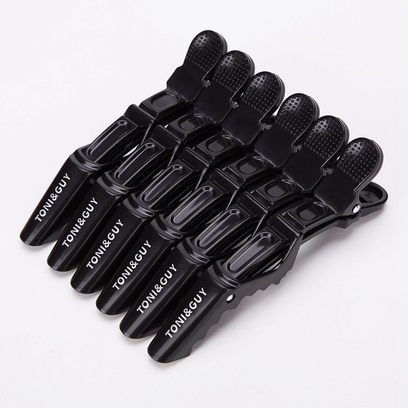 6pcs Heat Resistant Strong Hold Fixing Hair Cutting Styling Clip Crocodile Matte Carbon Alligator Clips Barber Accessories