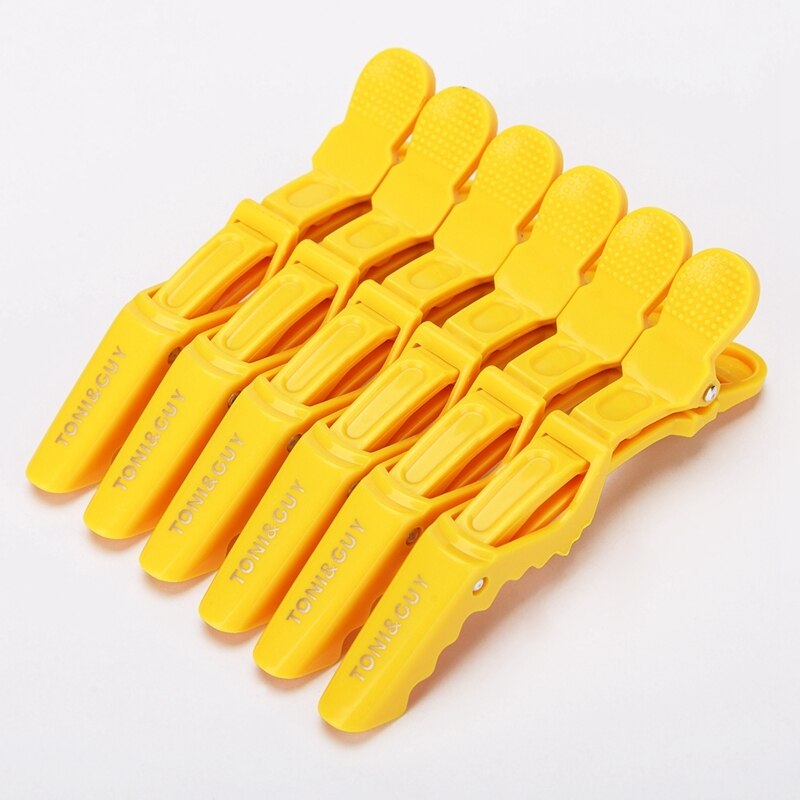 6pcs Heat Resistant Strong Hold Fixing Hair Cutting Styling Clip Crocodile Matte Carbon Alligator Clips Barber Accessories