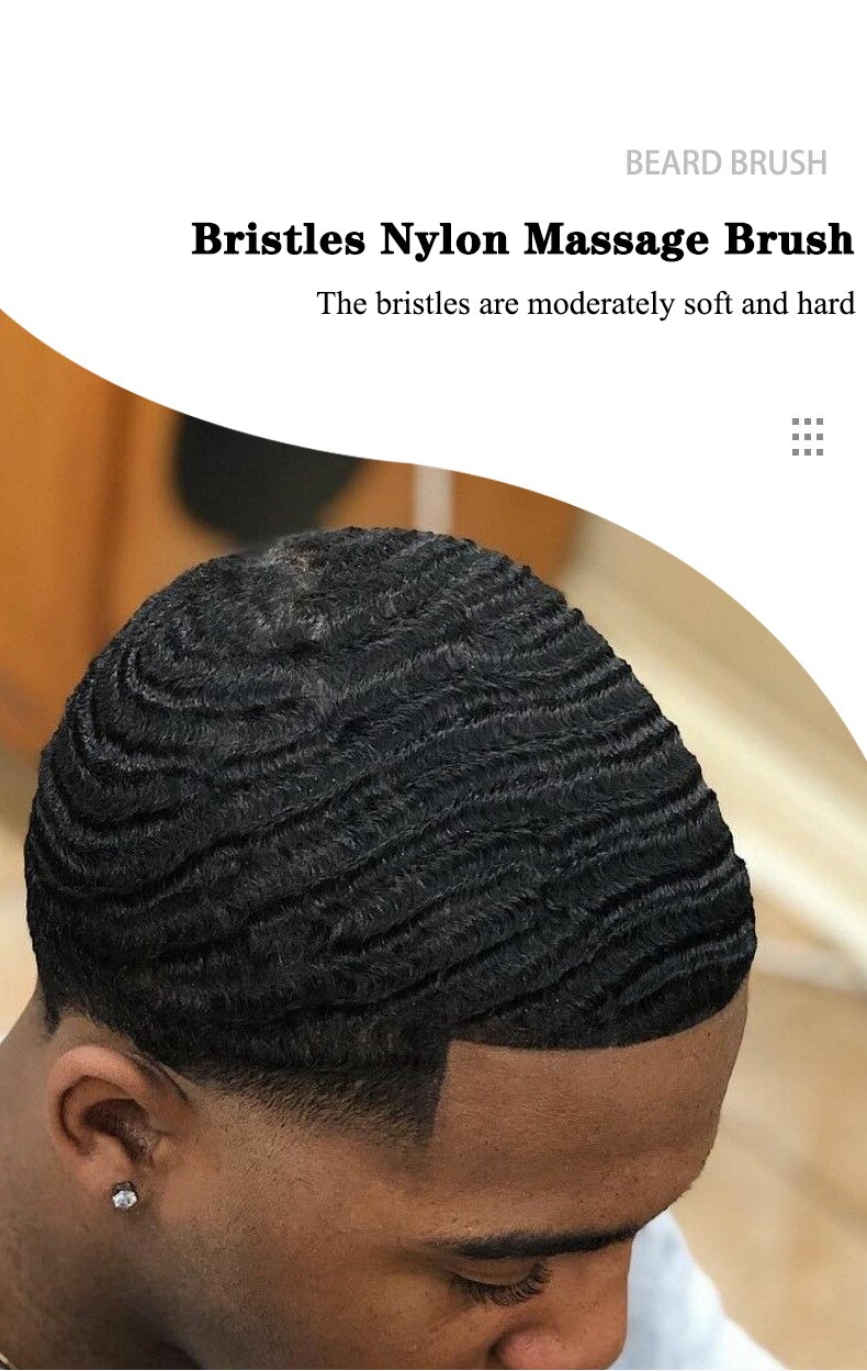 CestoMen Boar Bristle Beard Brush Nylon Hair Beech Wood Handle Curved Wave Soft Brush Comb Beard Mustache Styling Tools For Men