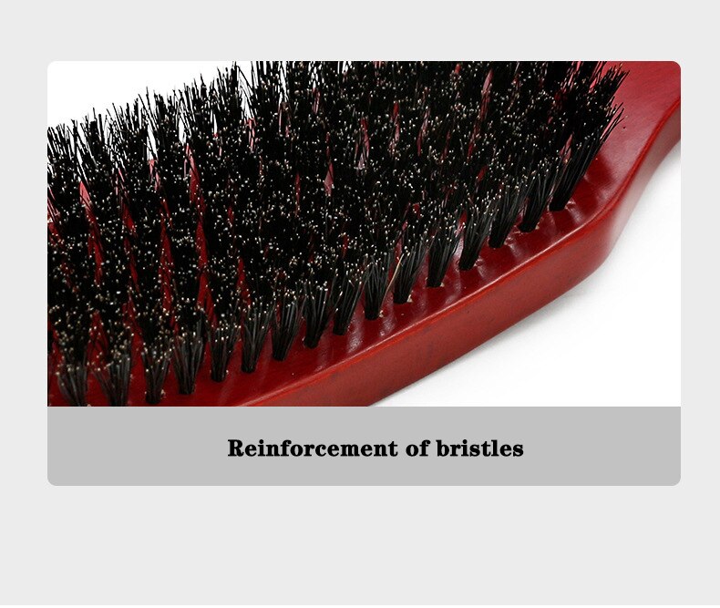 CestoMen Boar Bristle Beard Brush Nylon Hair Beech Wood Handle Curved Wave Soft Brush Comb Beard Mustache Styling Tools For Men