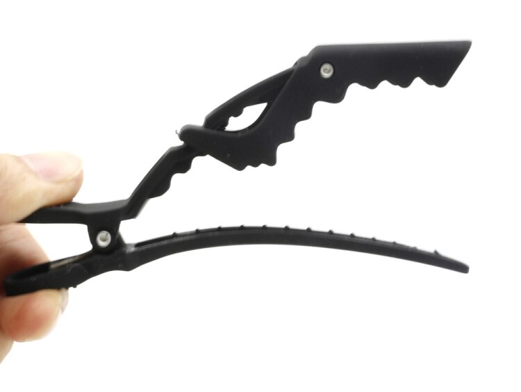 6pcs Black Anti Heat Durable Strong Hold Fixing Hair Cutting Styling Clip Crocodile Matte Carbon Alligator Clips Haircut Tools
