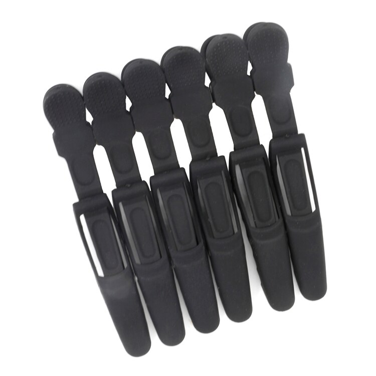 6pcs Black Anti Heat Durable Strong Hold Fixing Hair Cutting Styling Clip Crocodile Matte Carbon Alligator Clips Haircut Tools