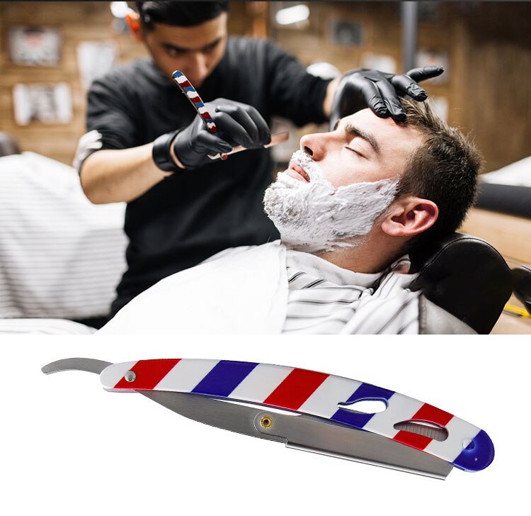 Classic Shaving Razor Blades Holder Barber Edge Foding Razor Holder Stainless Steel Handle Men's Beard Grooming Shaving Tools