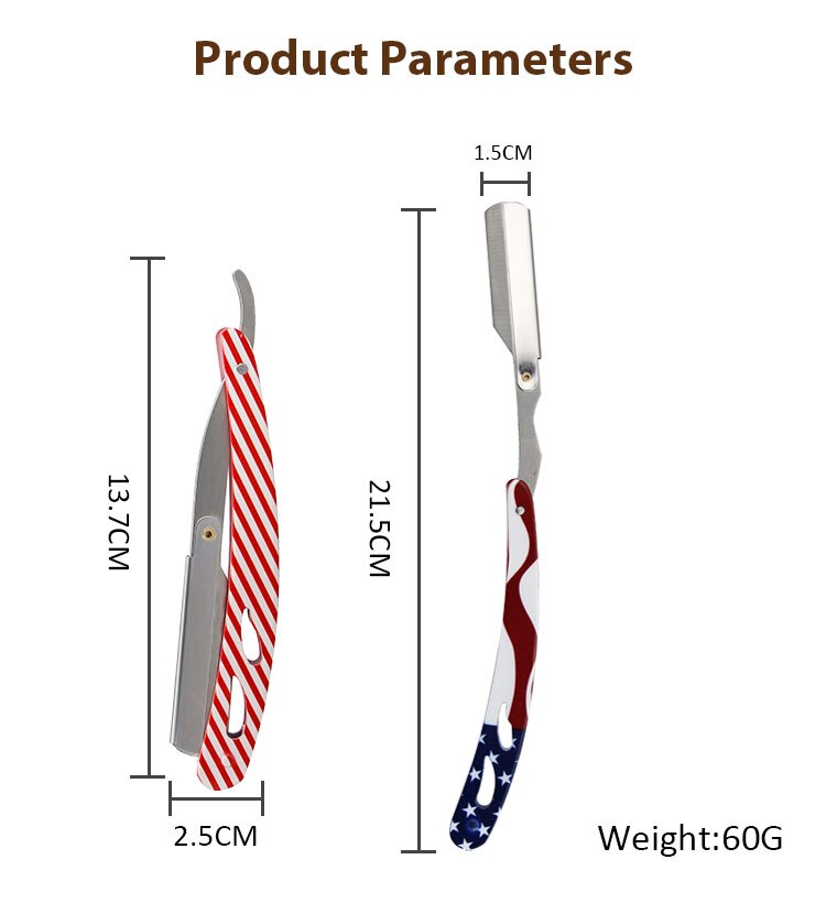 Classic Shaving Razor Blades Holder Barber Edge Foding Razor Holder Stainless Steel Handle Men's Beard Grooming Shaving Tools