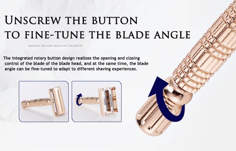 Rose Gold Shave Man Classic Double Edge Safety Razor Mens Shaving Hair Removal Stainless Steel Manual Shaver Man Face Razors