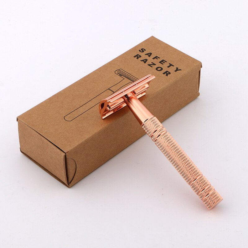 Rose Gold Shave Man Classic Double Edge Safety Razor Mens Shaving Hair Removal Stainless Steel Manual Shaver Man Face Razors