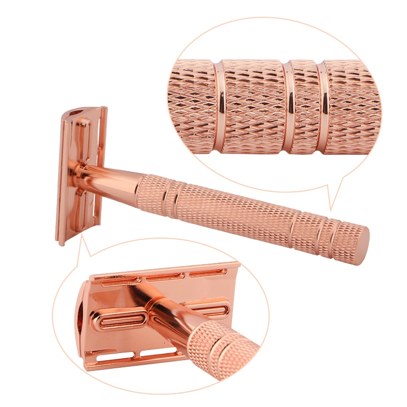 Rose Gold Shave Man Classic Double Edge Safety Razor Mens Shaving Hair Removal Stainless Steel Manual Shaver Man Face Razors Rose Gold Shave Man Classic Double Edge Safety Razor Mens Shaving Hair Removal Stainless Steel Manual Shaver Man Face Razors