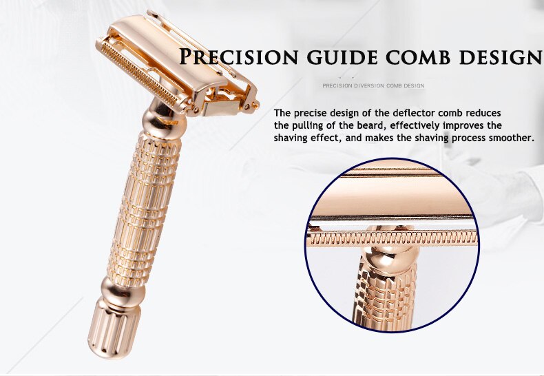 Rose Gold Shave Man Classic Double Edge Safety Razor Mens Shaving Hair Removal Stainless Steel Manual Shaver Man Face Razors