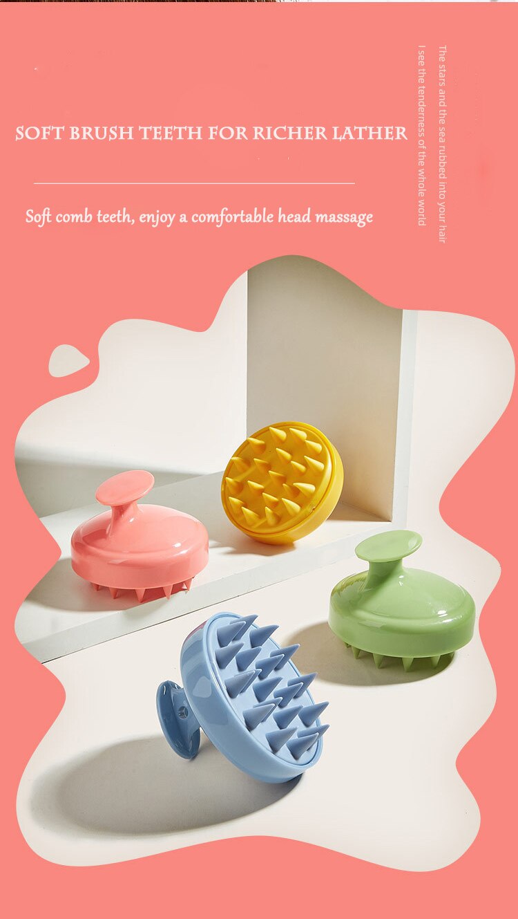 Silicone Head Body Scalp Massage Brush Silicone Shampoo Brush Hair Shower Brush Washing Clean Comb Bath Hair Massage Comb