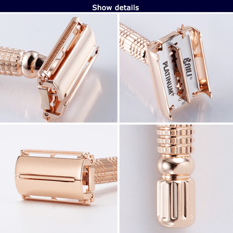 Rose Gold Razor Classic Double Edge Safety Razor For Mens Shaving Hair Removal Stainless Steel Manual Shaver Shaver Face Razors