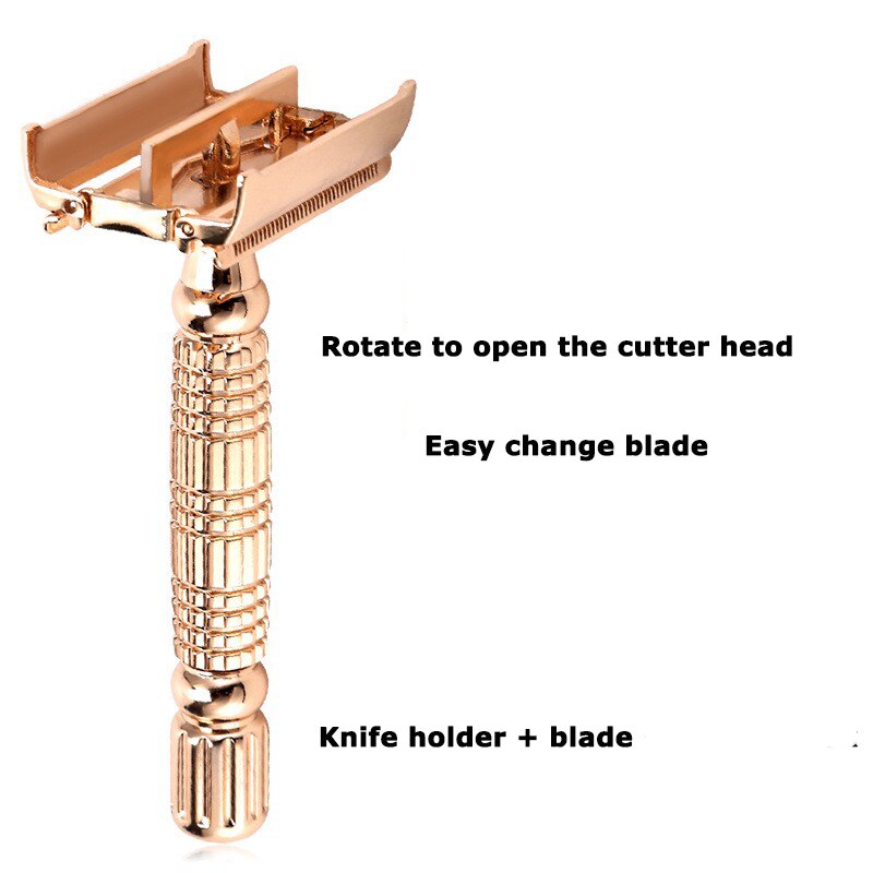 Rose Gold Razor Classic Double Edge Safety Razor For Mens Shaving Hair Removal Stainless Steel Manual Shaver Shaver Face Razors Rose Gold Razor Classic Double Edge Safety Razor For Mens Shaving Hair Removal Stainless Steel Manual Shaver Shaver Face Razors