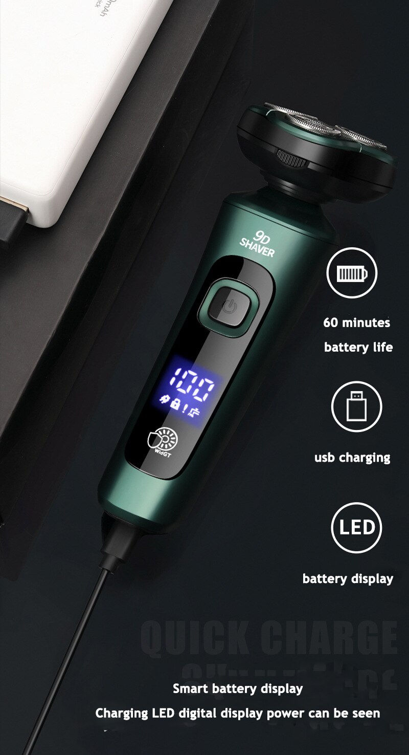 Electric Razor Shaver 9D Floating Shaving Machine IPX7 Washable USB Rechargeable Beard Trimmer Multifunction Trimmer For Men Electric Razor Shaver 9D Floating Shaving Machine IPX7 Washable USB Rechargeable Beard Trimmer Multifunction Trimmer For Men