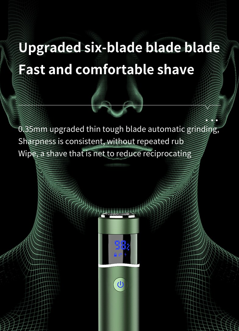 Men's Electric Shaver for Men Razor Smart Beard Shaving Beard Timmer 8D IPX7 Shaving Machine Men LCD Display Electric Razor