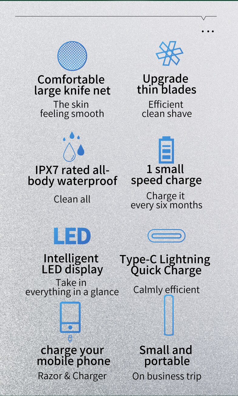 Men's Electric Shaver for Men Razor Smart Beard Shaving Beard Timmer 8D IPX7 Shaving Machine Men LCD Display Electric Razor
