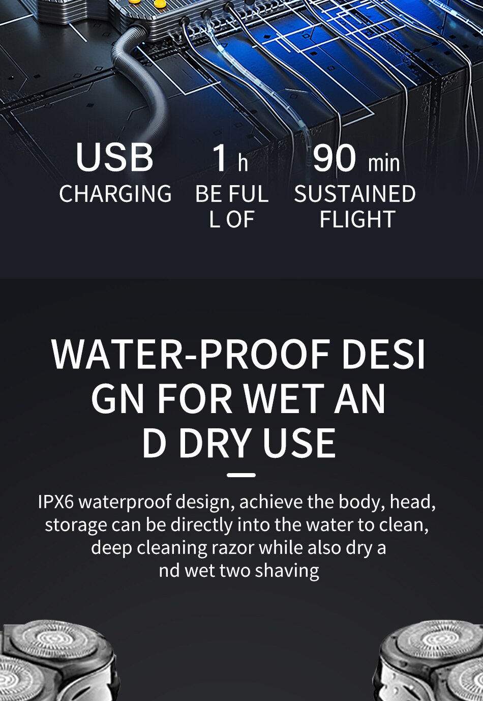 Men's Electric Shaver Razor for Men Beard Shaving Timmer Waterproof Rechargeable Shaving Machine LCD Display Electric Razor
