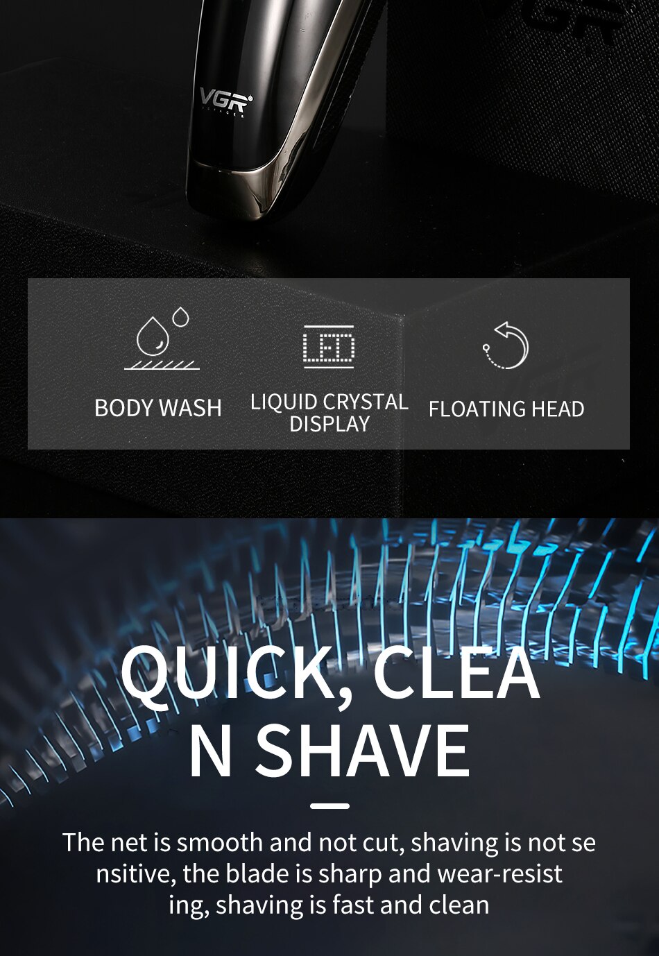 Men's Electric Shaver Razor for Men Beard Shaving Timmer Waterproof Rechargeable Shaving Machine LCD Display Electric Razor