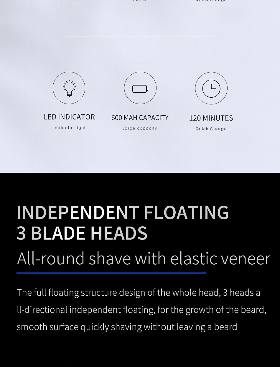 4D Electric Shaver Razor For Men Smart IPX7 Waterproof Wet & Dry Dual Use LCD Display Face Beard Shaving Razor Beard Trimmer