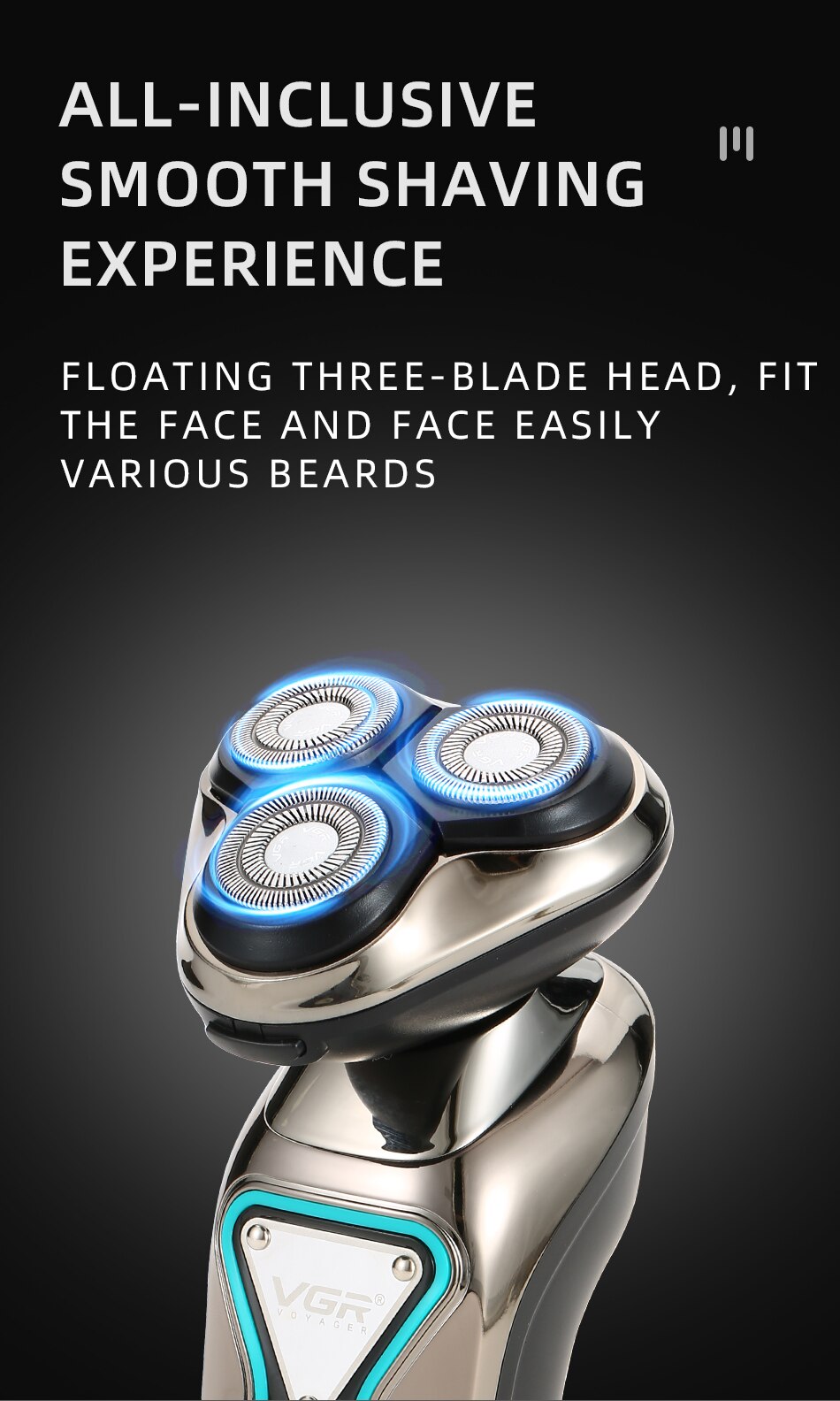 Men's Electric Shaver for Men Razor Smart Beard Shaving Timmer 3D Blade Float IPX7 Shaving Machine LCD Display Electric Razor