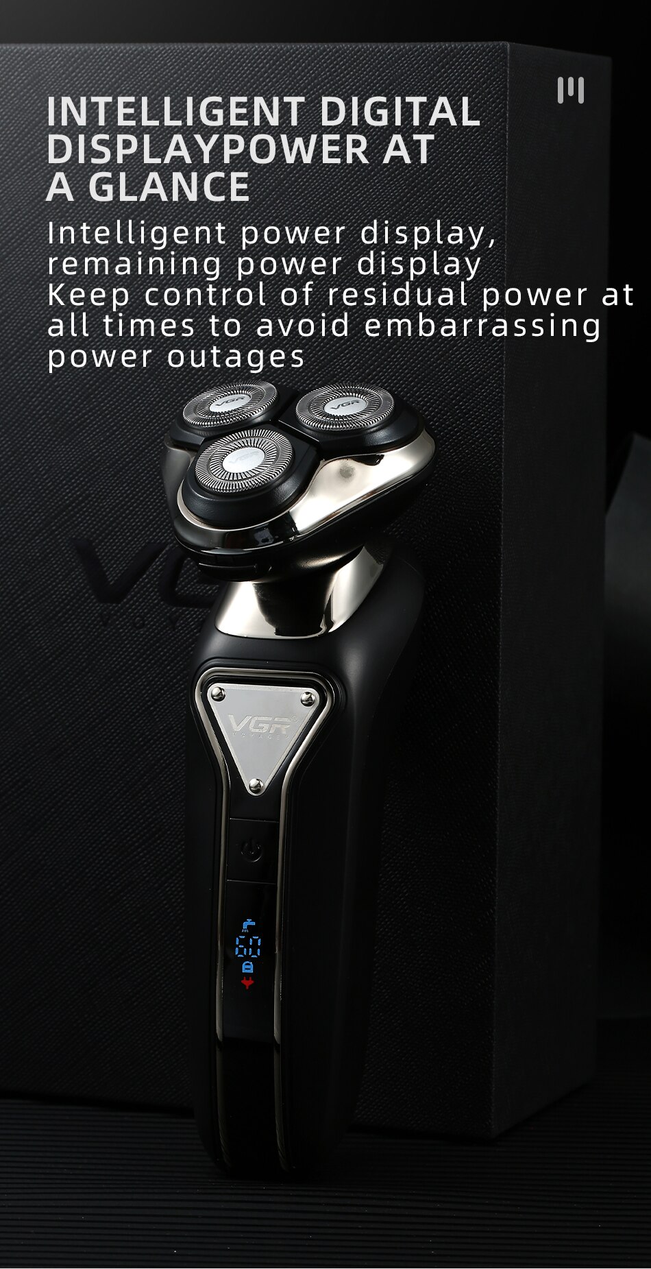 Men's Electric Shaver for Men Razor Smart Beard Shaving Timmer 3D Blade Float IPX7 Shaving Machine LCD Display Electric Razor